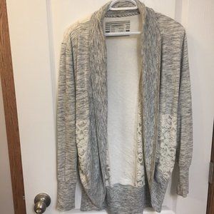 Open Slouchy Cardigan with Lace Insets